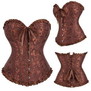 Brown corset bow sweetheart renaissance style size small-6xl